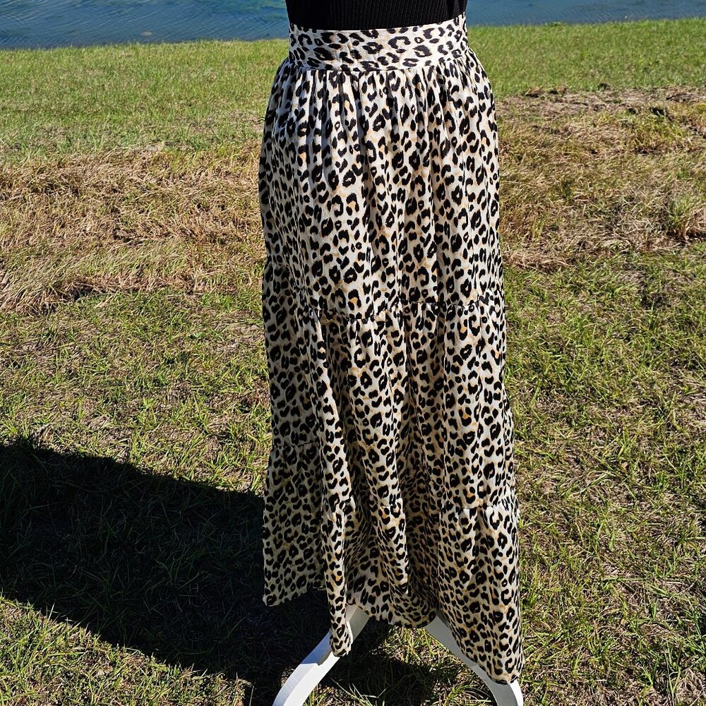 *** Gypsy Soul Leopard Skirt - Camel & Black
